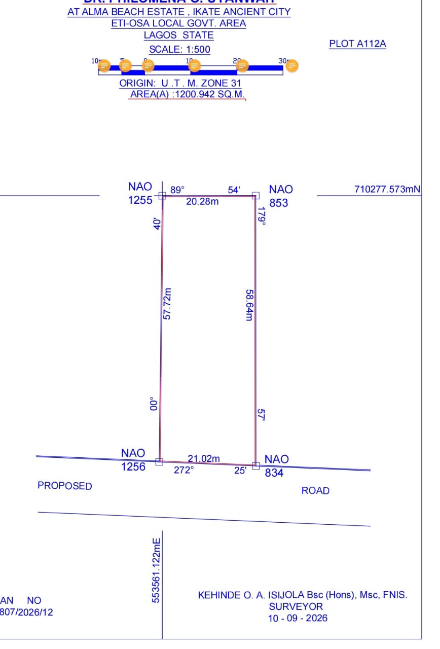 Bare Land for Sale at Alma Beach Estate, Ikate, Lekki