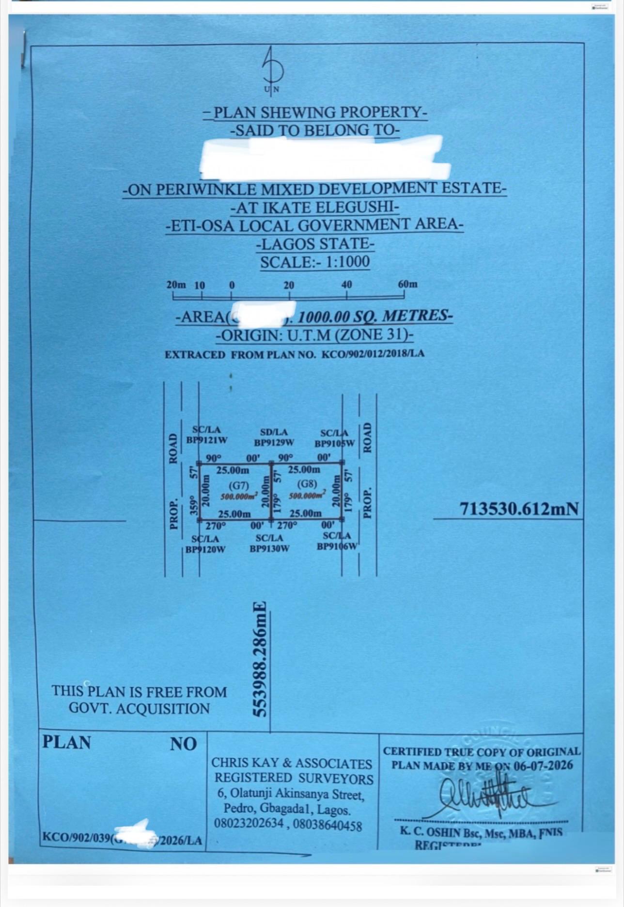 1000 SqM Bare Land for Sale in Periwinkle Estate, Lekki Phase 1