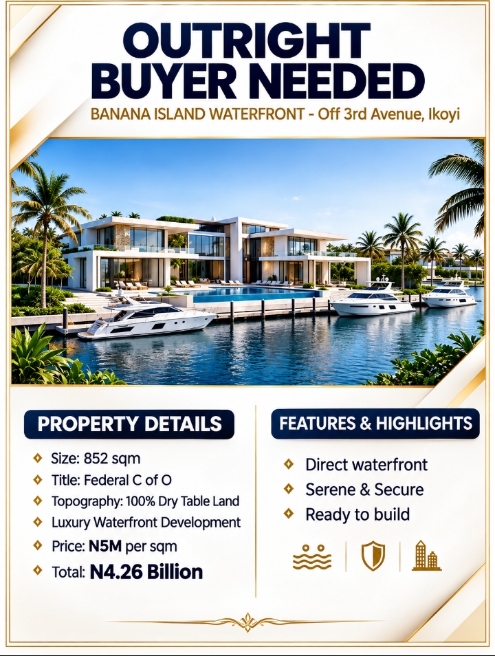Waterfront Residential Land for Sale in Banana Island, Lagos - 1