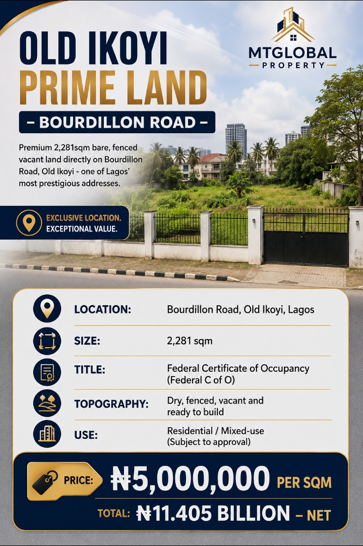 Premium 2,281sqm Land for Sale on Bourdillon Road, Old Ikoyi
