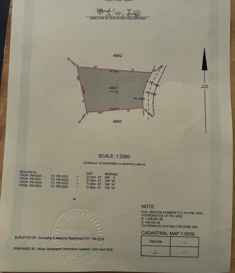 Distressed Sale: Plot 4841 in Maitama, FCT
