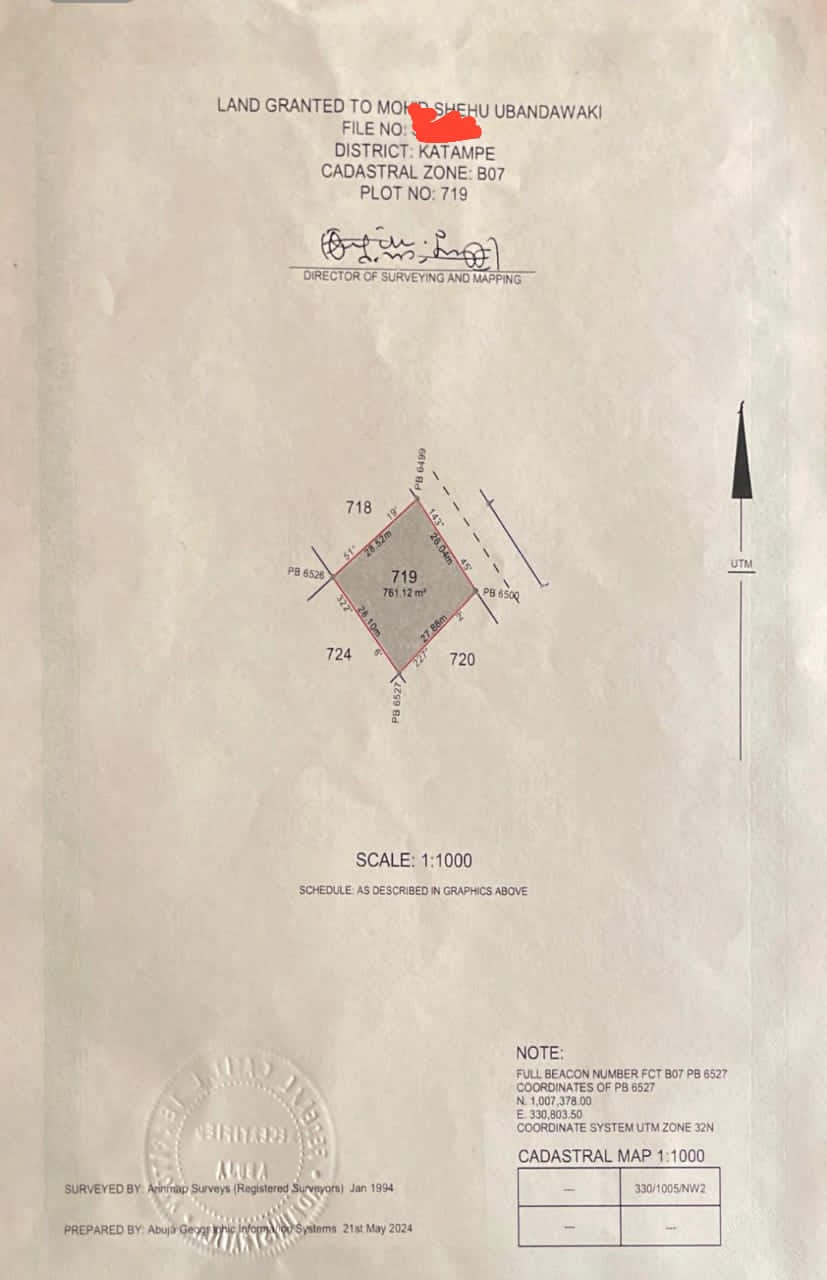 761 sqm Residential Plot for Sale in Katampe, Abuja