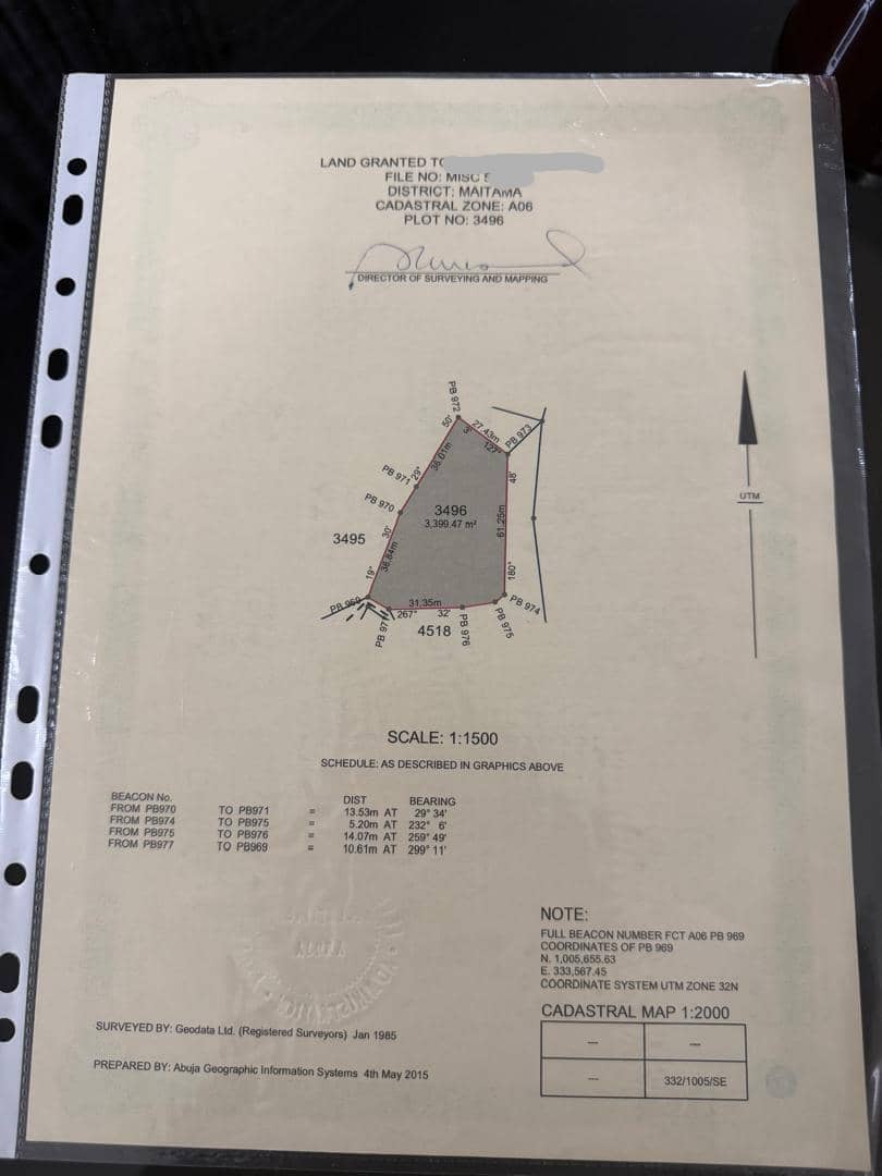 3,399 SQMS Corner Piece Land with Bungalow for Sale in Maitama, Abuja