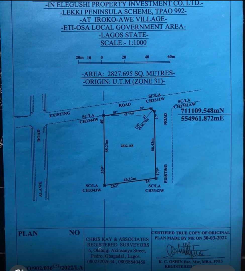 2,800sqm Land for Joint Venture at Lekki Right, Lagos