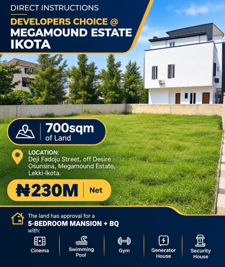 700sqm Land for Sale in Megamound Estate, Lekki-Ikota