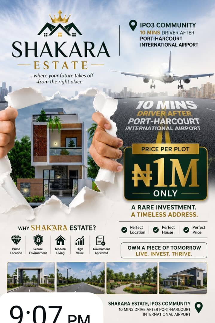 Land for Sale at Shakira Estate, Port Harcourt Airport