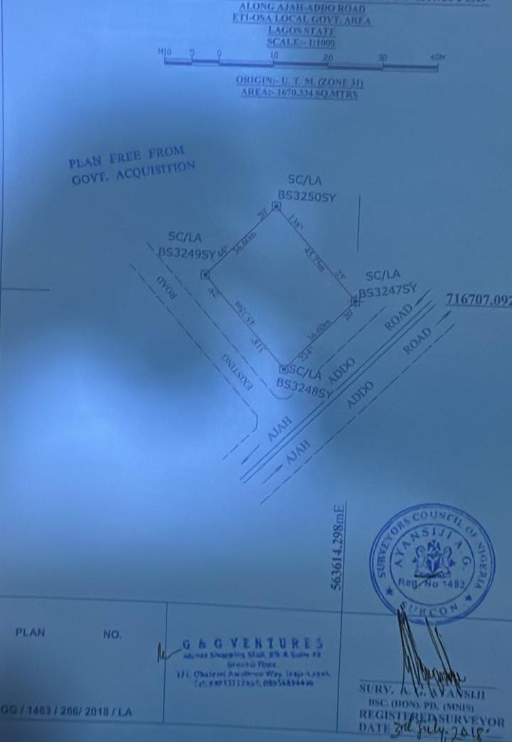 1,670m² Corner Piece Plot for Sale in Ajah, Lekki