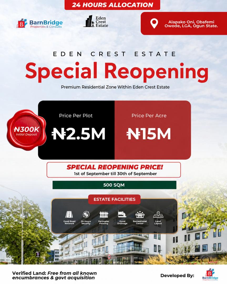 500sqm Land for Sale in Alapako, Ogun State